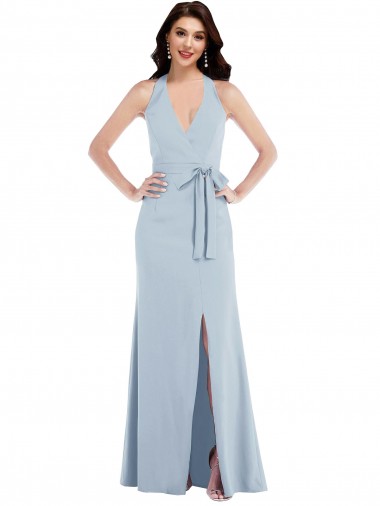 Light Sky Blue V-Neck Sleeveless Open Back A-Line Formal Evening Gown / Prom Dress / Bridesmaid Dress Townsville