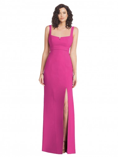 Fuchsia Square Neck Sleeveless Low Back Trumpet Semi Formal Evening Dress / Prom Dress / Bridesmaid Dress Townsville