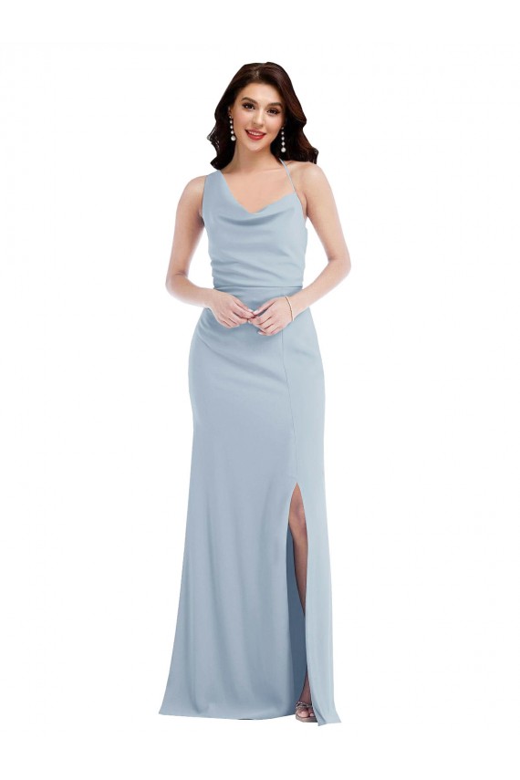 Light Sky Blue One Shoulder Sleeveless Trumpet Formal Dress / Bridesmaid Dress Townsville