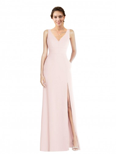 Pink V-Neck Sleeveless Low Back A-Line Black Tie Evening Dress / Prom Dress / Bridesmaid Dress Townsville