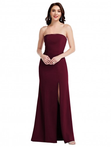 Burgundy Gold Strapless Sleeveless Trumpet Semi Formal Evening Dress / Prom Dress / Bridesmaid Dress Townsville