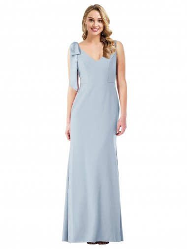 Light Sky Blue V-Neck Sleeveless V-Back Trumpet Semi Formal Evening Dress / Prom Dress / Bridesmaid Dress Townsville