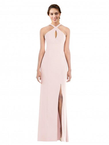 Pink Halter Neck Sleeveless Low Back Trumpet Formal Evening Gown / Prom Dress / Bridesmaid Dress Townsville