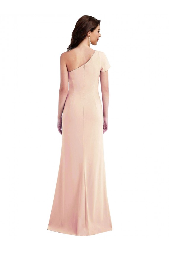 Nude One Shoulder Cap Sleeves Trumpet Formal Evening Gown / Prom Dress / Bridesmaid Dress Townsville