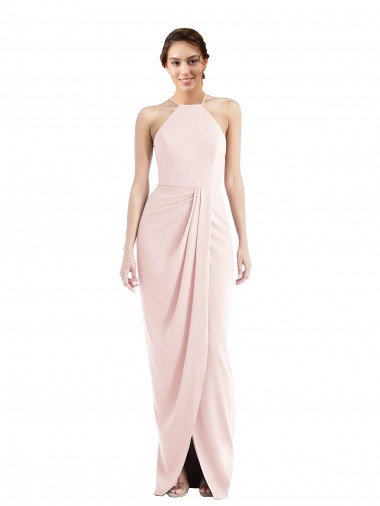 Pink Halter Neck Sleeveless Trumpet Semi Formal Evening Dress / Prom Dress / Bridesmaid Dress Townsville