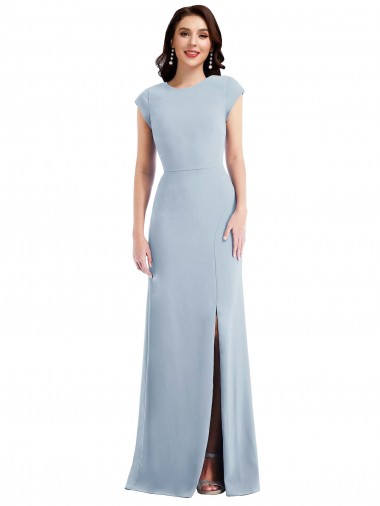 Light Sky Blue Cap Sleeves Open Back Trumpet Formal Evening Gown / Prom Dress / Bridesmaid Dress Townsville