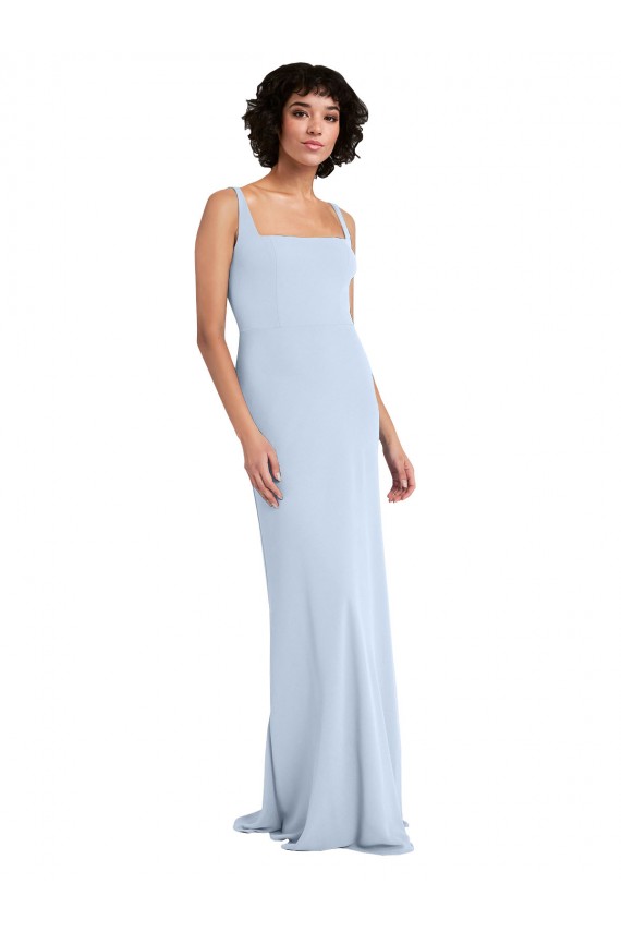 Light Sky Blue Square Neck Sleeveless Sheath Prom Dress / Bridesmaid Dress Townsville