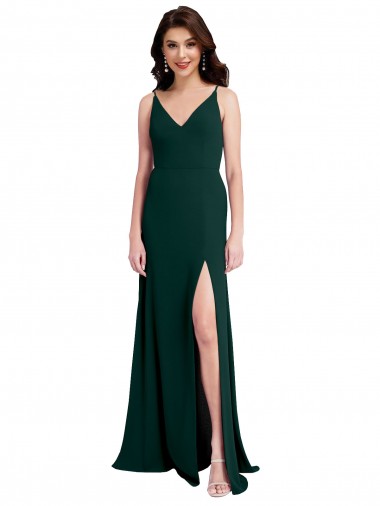 Midnight Green V-Neck Sleeveless V-Back A-Line Formal Evening Gown / Prom Dress / Bridesmaid Dress Townsville