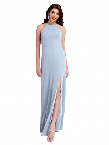 Light Sky Blue High Neck Sleeveless Open Back Sheath Formal Evening Gown / Prom Dress / Bridesmaid Dress Townsville