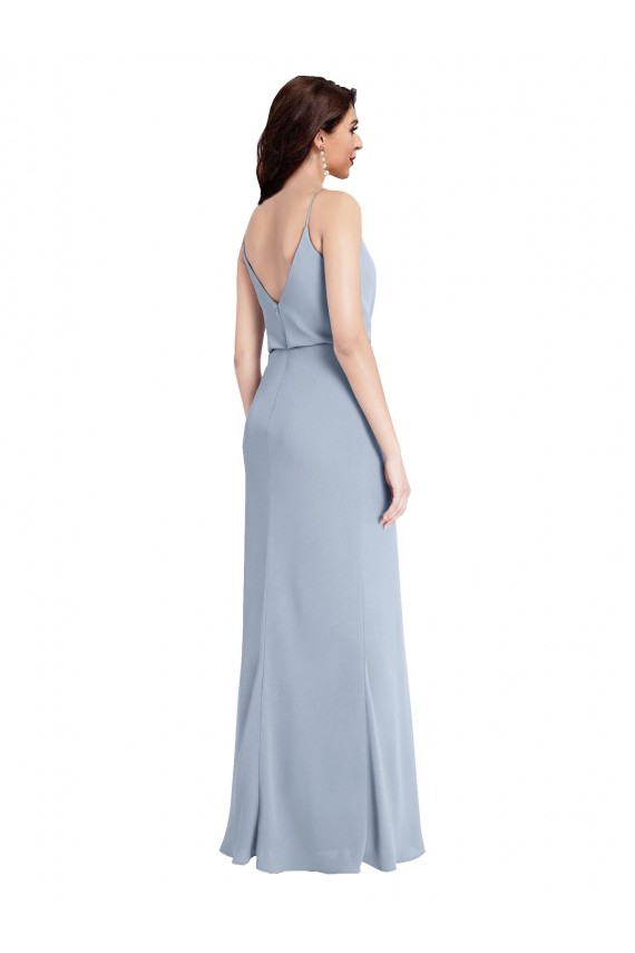 Smoke Blue Cowl Neck Sleeveless V-Back Sheath Formal Evening Gown / Prom Dress / Bridesmaid Dress Townsville