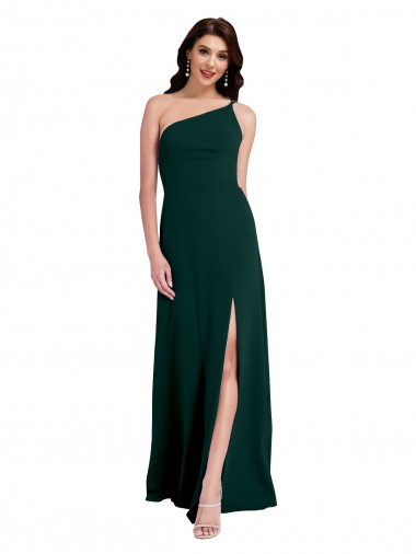 Midnight Green One Shoulder Sleeveless Open Back A-Line Formal Evening Gown / Prom Dress / Bridesmaid Dress Townsville