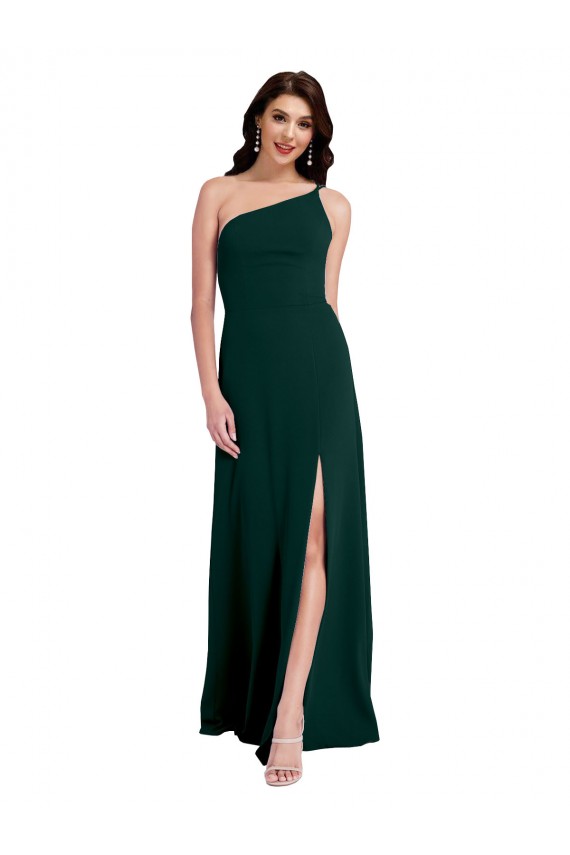 Midnight Green One Shoulder Sleeveless Open Back A-Line Formal Evening Gown / Prom Dress / Bridesmaid Dress Townsville