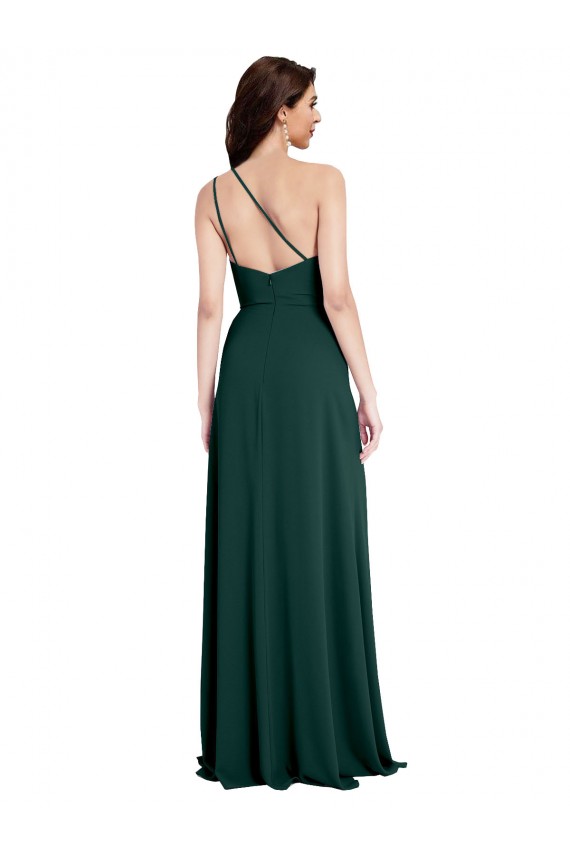 Midnight Green One Shoulder Sleeveless Open Back A-Line Formal Evening Gown / Prom Dress / Bridesmaid Dress Townsville