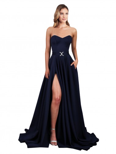 Dark Navy High Neck Sleeveless Low Back A-Line Formal Dress / Bridesmaid Dress Townsville