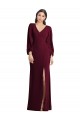 Burgundy Gold V-Neck Puff Sleeves Trumpet Semi Formal Evening Dress / Prom Dress / Bridesmaid Dress Townsville