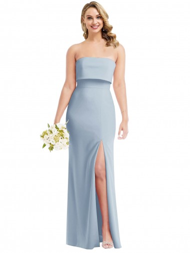 Light Sky Blue Strapless Sleeveless Low Back Trumpet Semi Formal Evening Dress / Prom Dress / Bridesmaid Dress Townsville