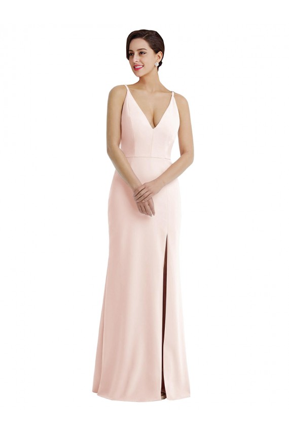 Pink V-Neck Sleeveless V-Back Trumpet Formal Evening Gown / Prom Dress / Bridesmaid Dress Townsville