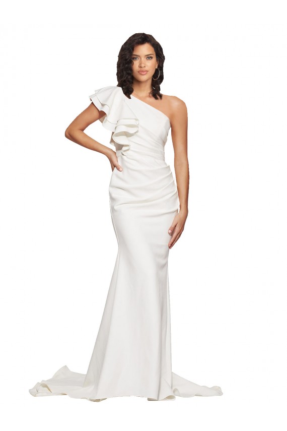 Ivory One Shoulder Sleeveless Sheath Semi Formal Evening Dress / Prom Dress / Bridesmaid Dress Townsville