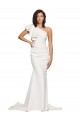 Ivory One Shoulder Sleeveless Sheath Semi Formal Evening Dress / Prom Dress / Bridesmaid Dress Townsville