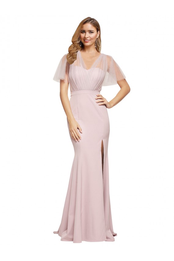 Mauve Sweetheart Short Sleeves V-Back Sheath Formal Evening Gown / Prom Dress / Bridesmaid Dress Townsville