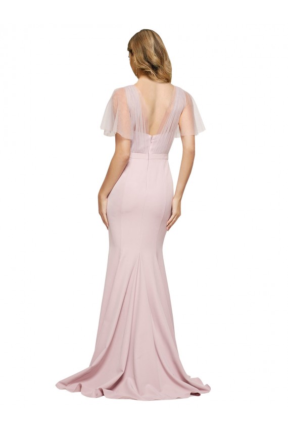 Mauve Sweetheart Short Sleeves V-Back Sheath Formal Evening Gown / Prom Dress / Bridesmaid Dress Townsville