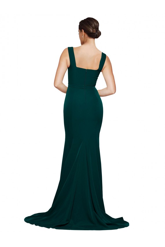 Midnight Green Square Neck Sleeveless Sheath Semi Formal Evening Dress / Prom Dress / Bridesmaid Dress Townsville