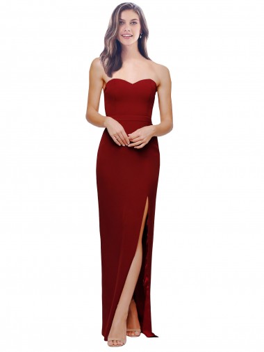 Burgundy Sweetheart Sleeveless Low Back Sheath Bridesmaid Dress / Evening Dress Townsville