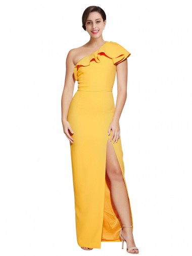 Saffron One Shoulder Sleeveless Sheath Formal Evening Gown / Prom Dress / Bridesmaid Dress Townsville