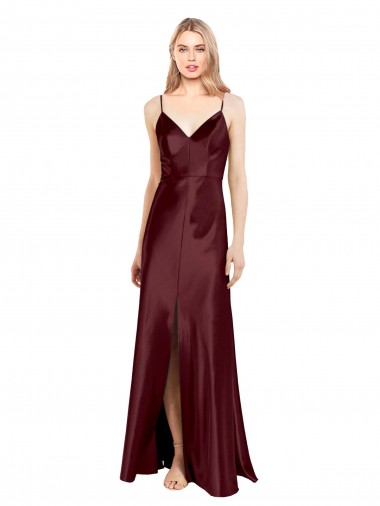 Burgundy Gold V-Neck Sleeveless A-Line Bridesmaid Dress / Evening Dress Townsville