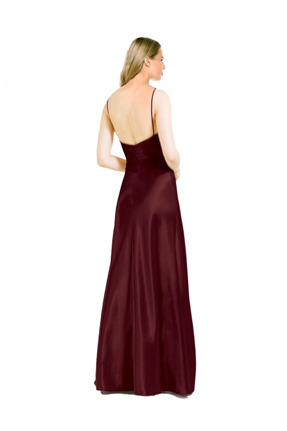 Burgundy Gold V-Neck Sleeveless A-Line Bridesmaid Dress / Evening Dress Townsville