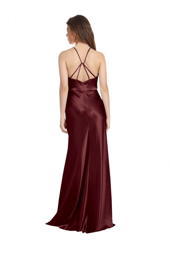 Burgundy Gold V-Neck Sleeveless A-Line Formal Evening Gown / Prom Dress / Bridesmaid Dress Townsville