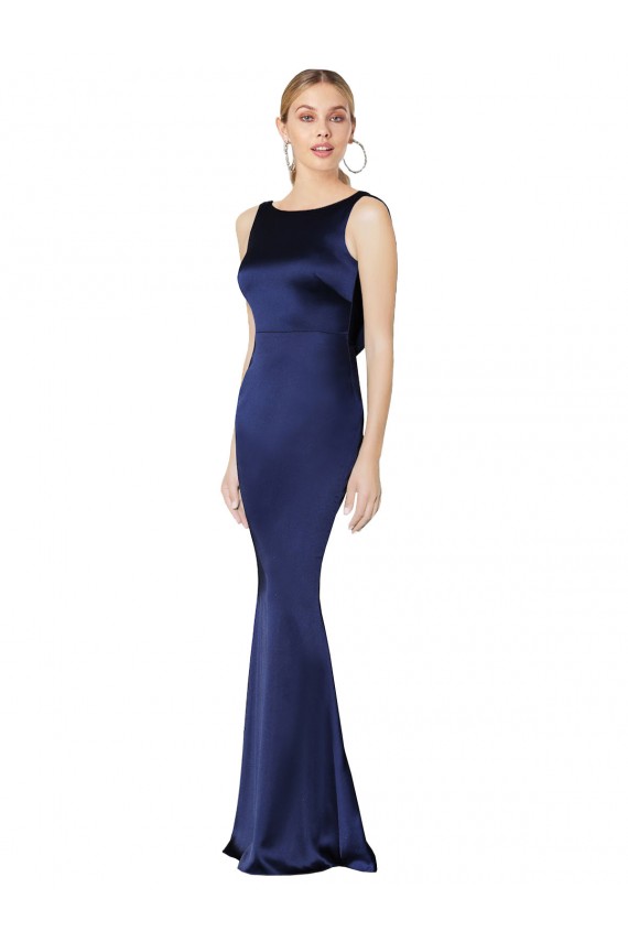 Dark Navy High Neck Sleeveless Low Back Sheath Formal Evening Gown / Prom Dress / Bridesmaid Dress Townsville