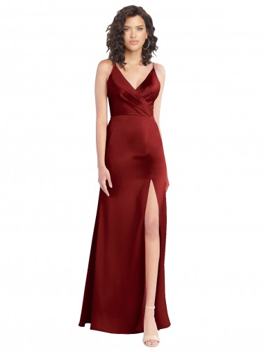 Burgundy V-Neck Sleeveless V-Back A-Line Formal Dress / Bridesmaid Dress Townsville