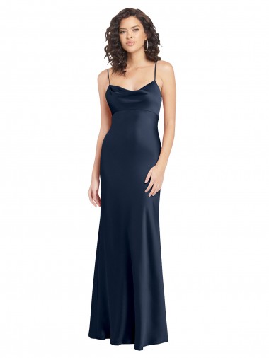 Dark Navy Cowl Neck Sleeveless Open Back A-Line Black Tie Evening Gown / Prom Dress / Bridesmaid Dress Townsville