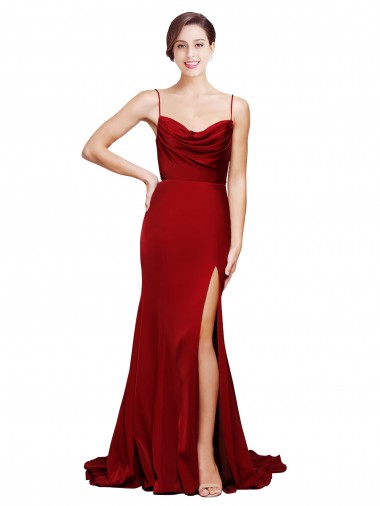 Burgundy Cowl Neck Sleeveless Open Back Sheath Black Tie Evening Gown / Prom Dress / Bridesmaid Dress Townsville