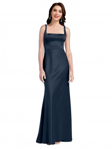 Dark Navy Square Neck Sleeveless Low Back A-Line Formal Evening Gown / Prom Dress / Bridesmaid Dress Townsville