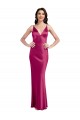 Fuchsia V-Neck Sleeveless Low Back Stretch Satin A-Line Formal Evening Dress / Bridesmaid Dress Townsville