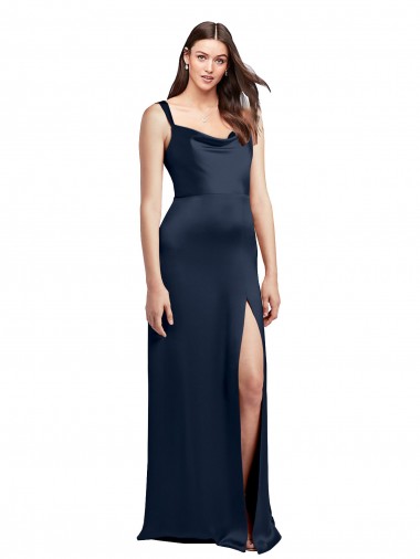 Dark Navy Cowl Neck Sleeveless Low Back A-Line Formal Evening Gown / Prom Dress / Bridesmaid Dress Townsville