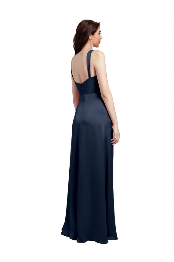 Dark Navy Cowl Neck Sleeveless Low Back A-Line Formal Evening Gown / Prom Dress / Bridesmaid Dress Townsville