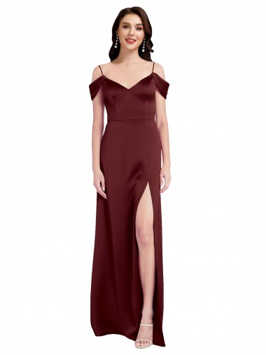 Burgundy Gold V-Neck Sleeveless A-Line Formal Dress / Bridesmaid Dress Townsville