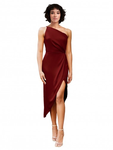 Burgundy One Shoulder Sleeveless Sheath Black Tie Evening Gown / Prom Dress / Bridesmaid Dress Townsville