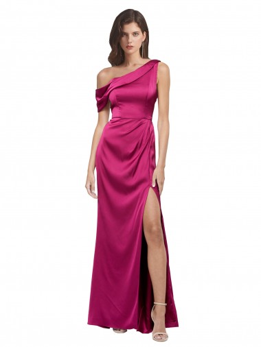 Fuchsia One Shoulder Sleeveless A-Line Bridesmaid Dress / Evening Dress Townsville