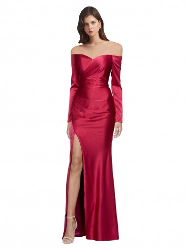 Dark Red Sweetheart Long Sleeves Sheath Formal Evening Gown / Prom Dress / Bridesmaid Dress Townsville