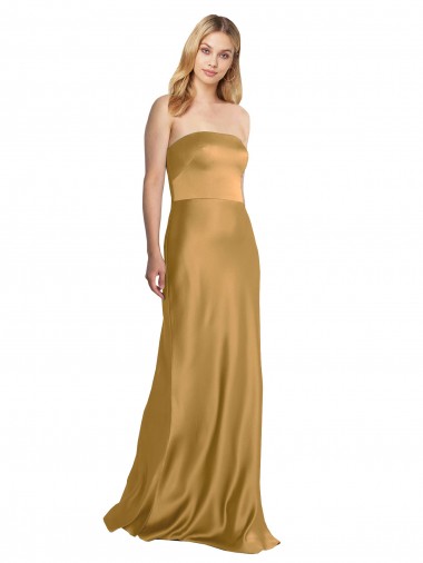 Gold Strapless Sleeveless A-Line Formal Evening Gown / Prom Dress / Bridesmaid Dress Townsville