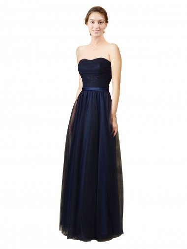 Dark Navy Strapless Sleeveless A-Line Bridesmaid Gown Townsville