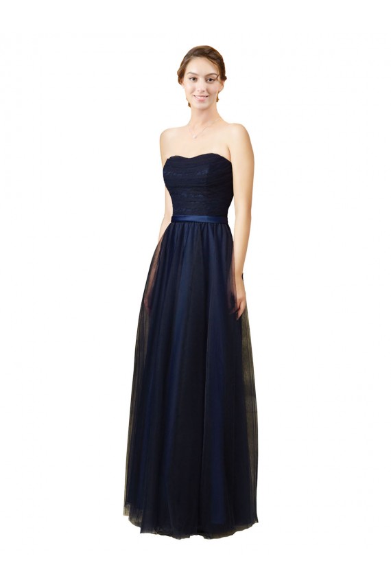 Dark Navy Strapless Sleeveless A-Line Bridesmaid Gown Townsville