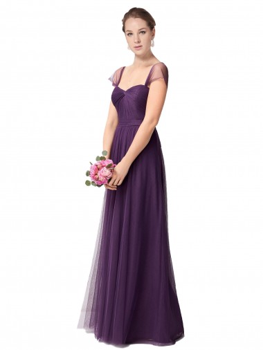 Plum Purple Sweetheart Cap Sleeves A-Line Bridesmaid Dress Townsville