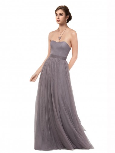 Pewter Spaghetti Straps Sleeveless V-Back A-Line Bridesmaid Dress Townsville