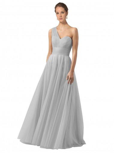 Silver One Shoulder Sleeveless A-Line Bridesmaid Gown Townsville