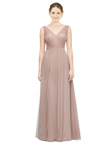 Blush V-Neck Sleeveless A-Line Bridesmaid Dress Townsville